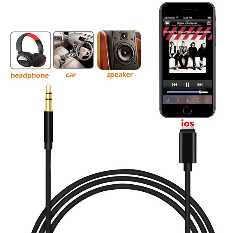 Voor Lightning Naar 3.5 Mm Jack Audio Kabel Auto Aux Voor Iphone 7 8 X Xs Xr Adapter Audio Transfer male Naar Male Aux Hoofdtelefoon Kabel