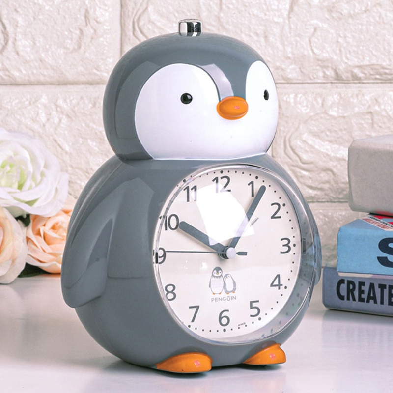 Little penguin student cartoon silent night light bedside bedroom can talk children music multi-function alarm clock
