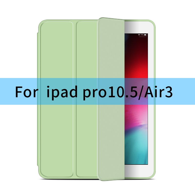 For iPad Air 2 Air 1 Case 9.7 Funda Silicone Soft Back 10.5 Pu Leather Smart Case for iPad mini 1 2 3 4 5 generation Case: 10.5Air3green