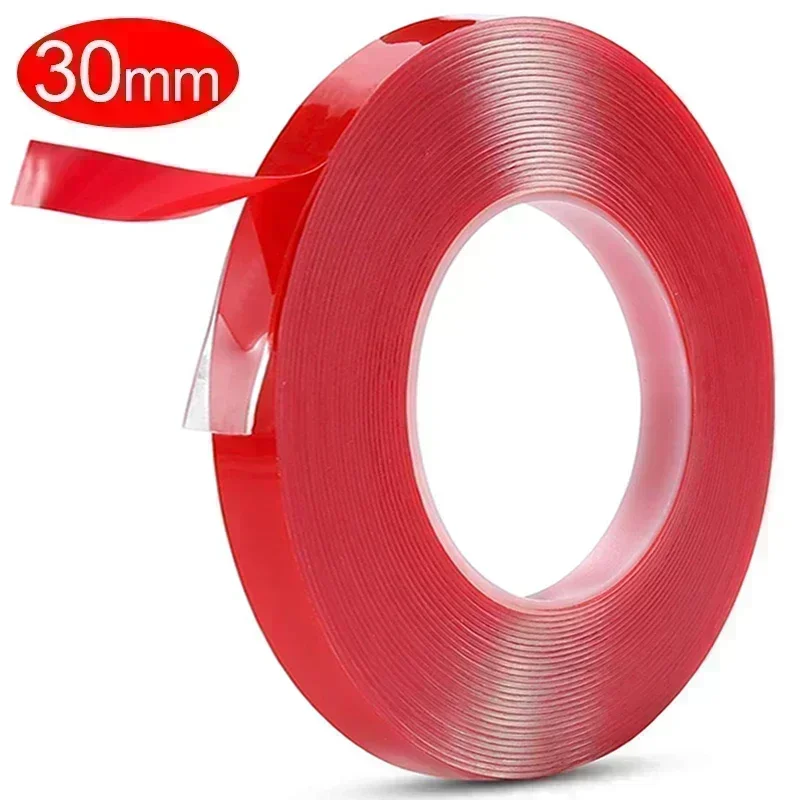 3/12 m starkes doppelseitiges Klebeband, Acryl, transparent, keine Spuren, robustes Klebeband für Zuhause, Büro, Auto, feste Aufkleber: Silber / 1m