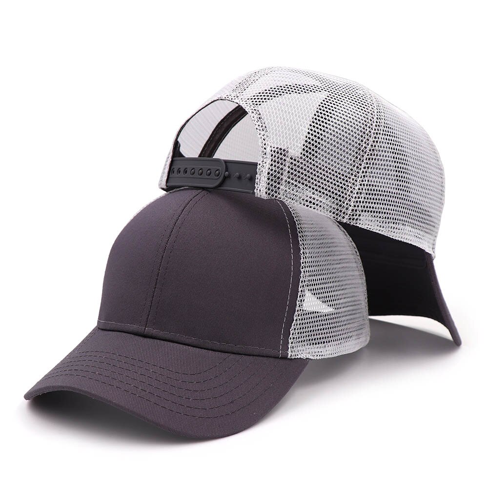 KOEP Type Casual Solid Cotton Truck Cap For Women Men Black White Summer Baseball Cap Cool Mesh Snapback Dad Hats Free Ship: Charcoal-White