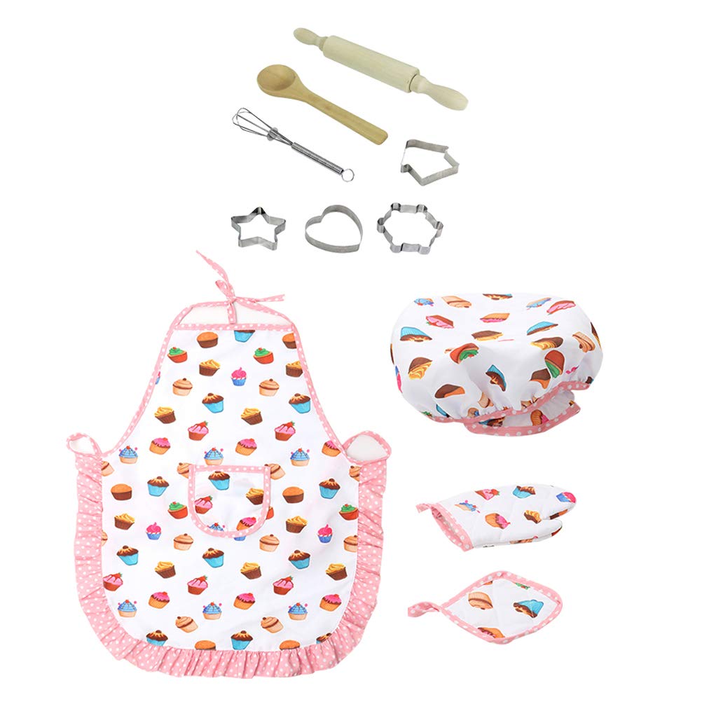 11PCs/Set Kids Cooking And Baking Set Kitchen Deluxe Chef Set Costume Pretend Role Play Kit Apron Hat Suit Bakeware Sets: B