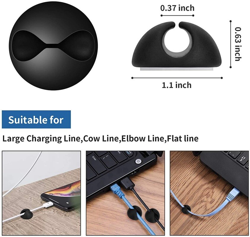 8 pçs cabo organizador clipes de gestão de cabo auto adesivo suporte de fio sistema clipes multiuso para computador de carregamento elétrico