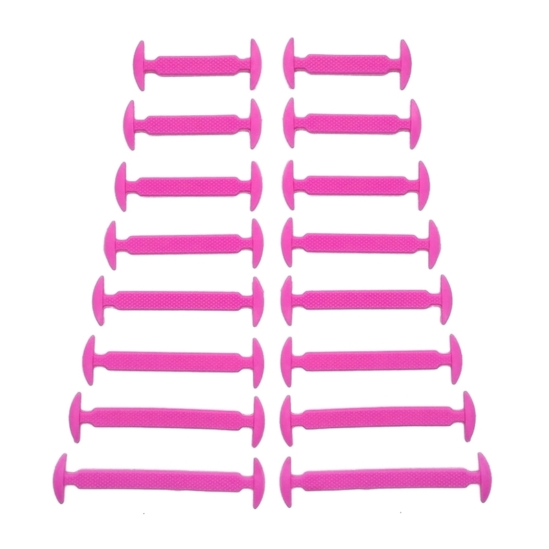 16 Teile/satz Silikon Elastische Schnürsenkel Spezielle Keine Krawatte Schnürsenkel SchnüSprosse freundlicher Erwachsene Turnschuhe Schnell Schuh Spitze: Rosa