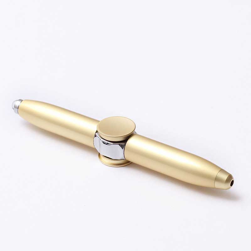 metal fingertip gyro pen multi-function LED lamp ballpoint pen rotating business office decompression pen: Eye gold