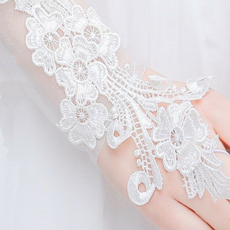 Luxury Lace Hand Gloves for Wedding Bride Gloves Tulle Bridal Dress Long Fingerless Accessories Prom Party ST221
