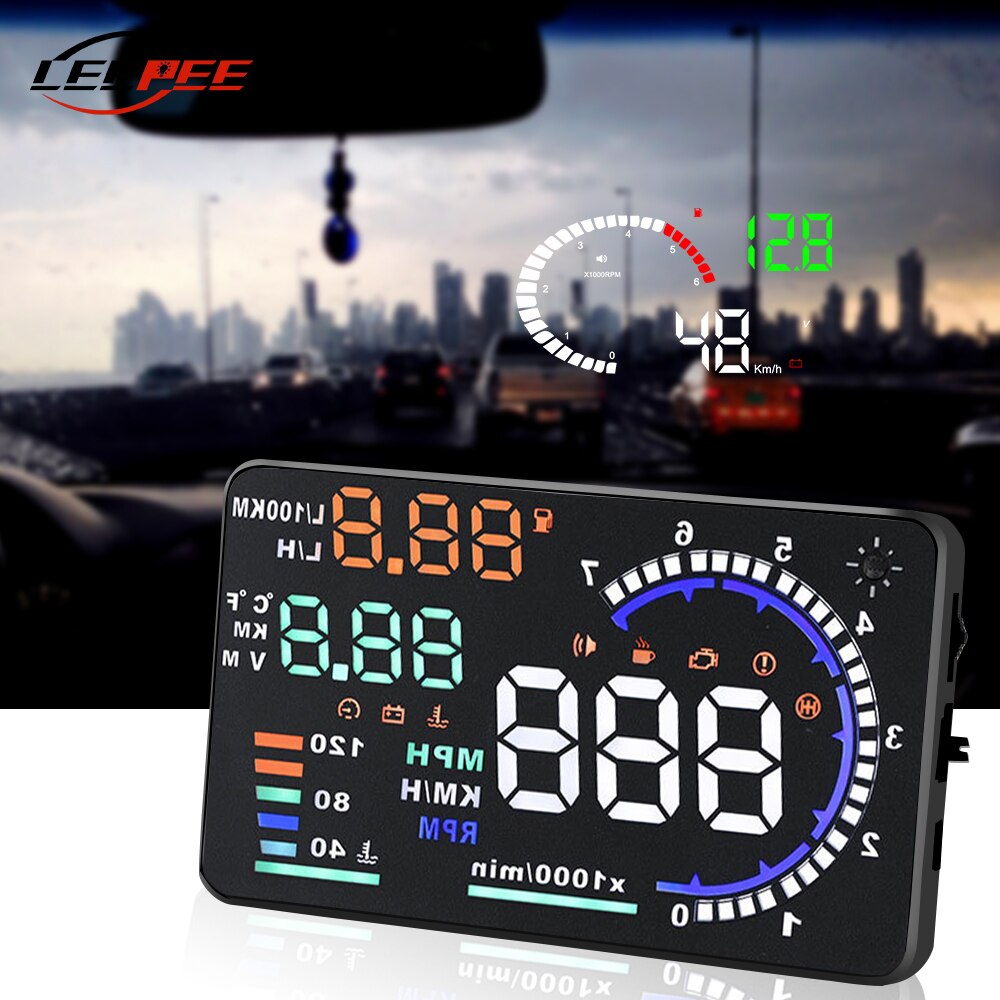 OBD2 Car HUD Display Head Up OBD 2 On-board Monitoring Diagnostic Tool 5.5" LED Digital Speedometer Auto Accessories Electronic