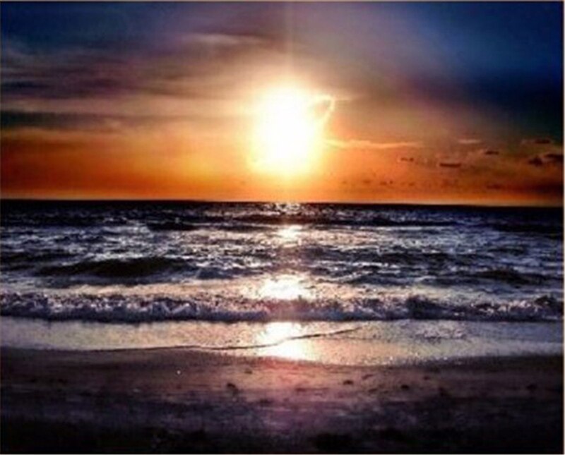 Full Round Drill 5D DIY Diamond Painting " sunset" Cross Stitch Mosaic Home Decor: G-2353