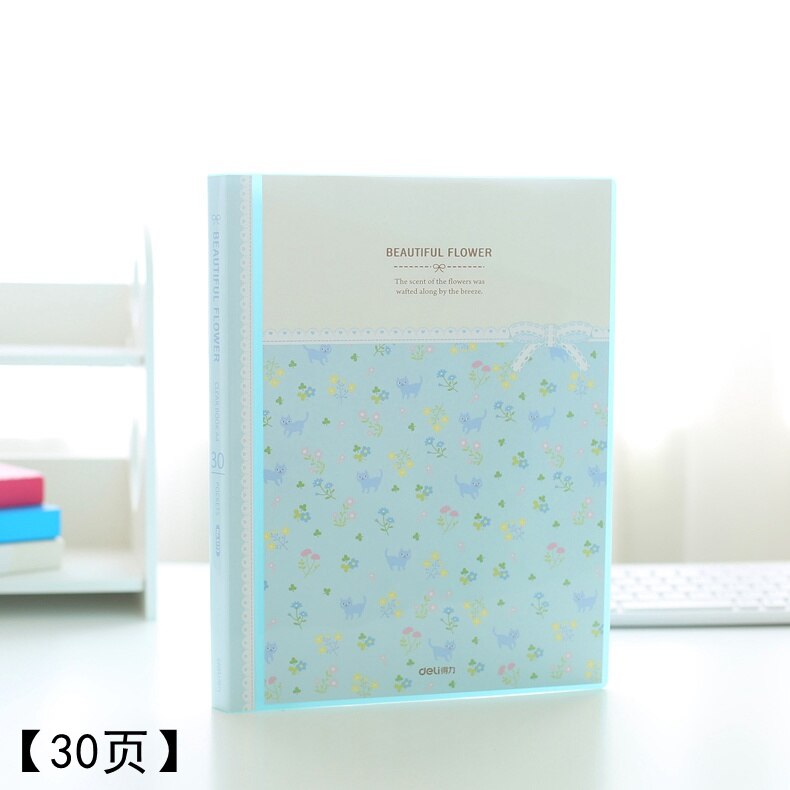 Deli Verse Bloem Papier Bestand Houders A4 Document Houder Papier Map Opslag Bindmiddel Pouch Pakket Kantoor School 30/40/60 Pagina 'S: 5173-blue