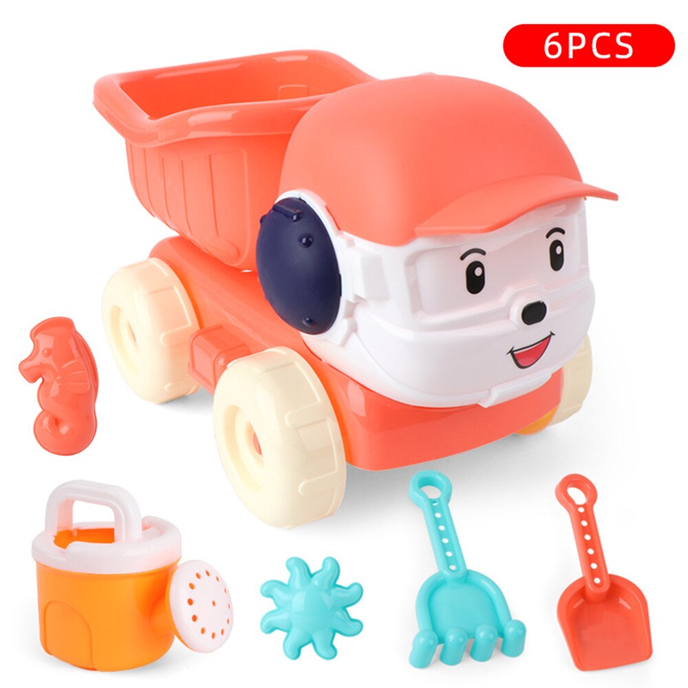 Outdoor Beach Toys Set for Children Cartoon Beach Car Sand Shovel Templates Parent-Child Interactive Toys Reusable B99: Red