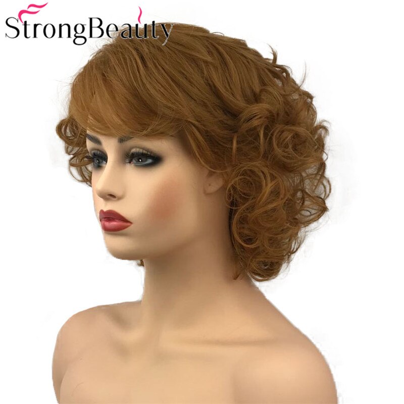 StrongBeauty Short Curly Synthetic Wigs Heat Resistant Hair Women Wig