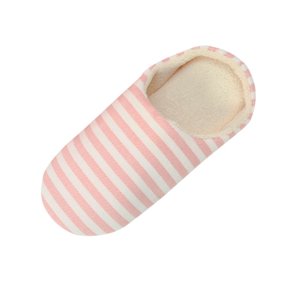 Women Men Winter HomeStriped Slipper Soft Winter Warm House Slippers Indoor Bedroom Couples Anti-slip Winter Floor Shoes #25: Pink / 40-41