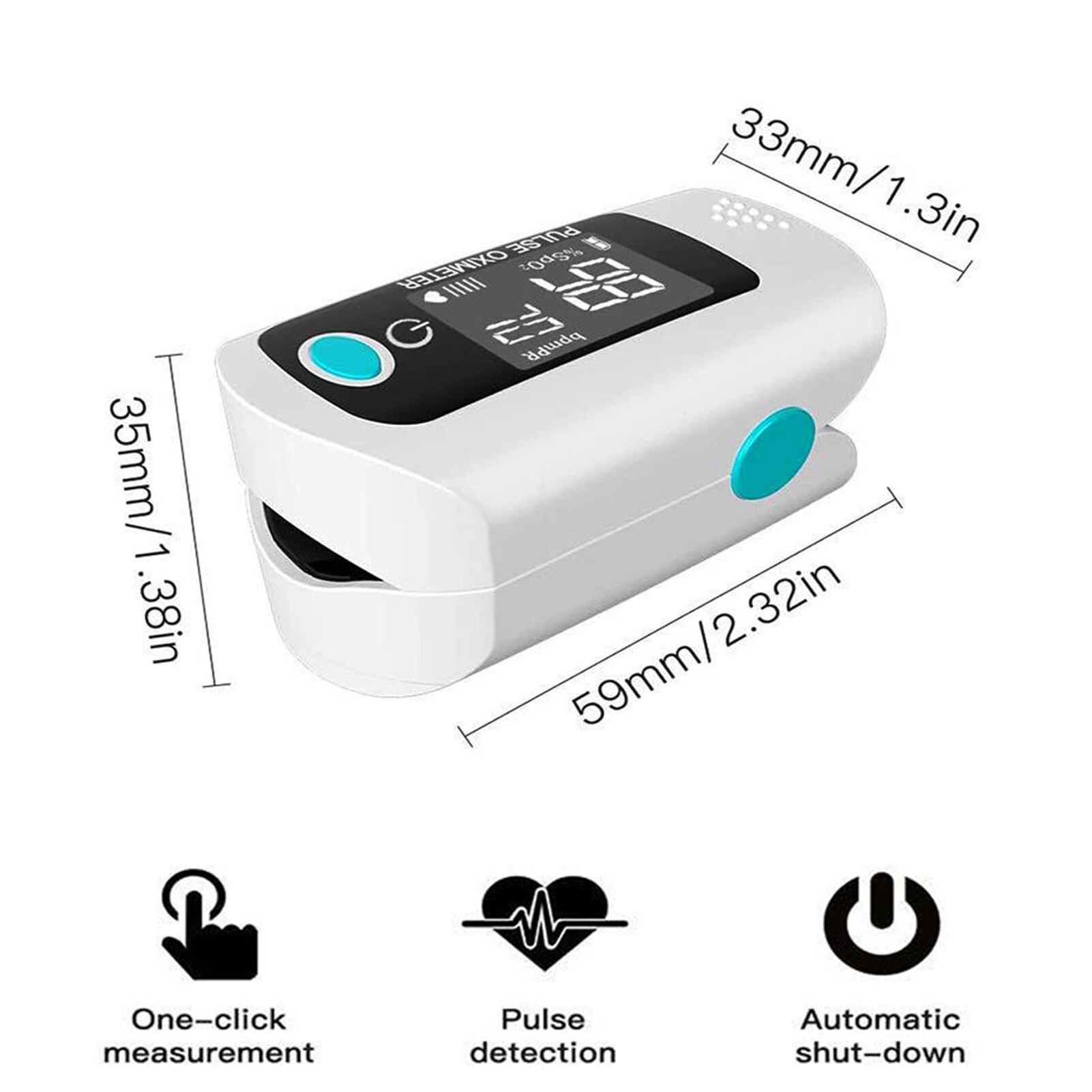 Fingertip Pulse Oximeter Blood Oxygen Saturation SpO2 & PR Monitor 8S Quick Measure Pulse Rate Measurement Meter for Home Sports