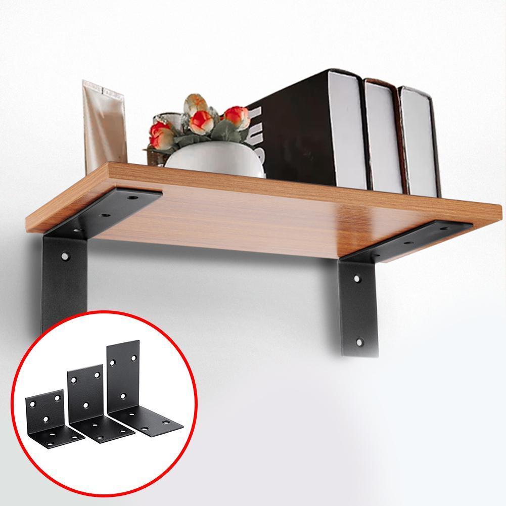 1pieces of steel support black L-shaped brackets, with furniture right-angle hardwa to to corners support fix scr U0T9