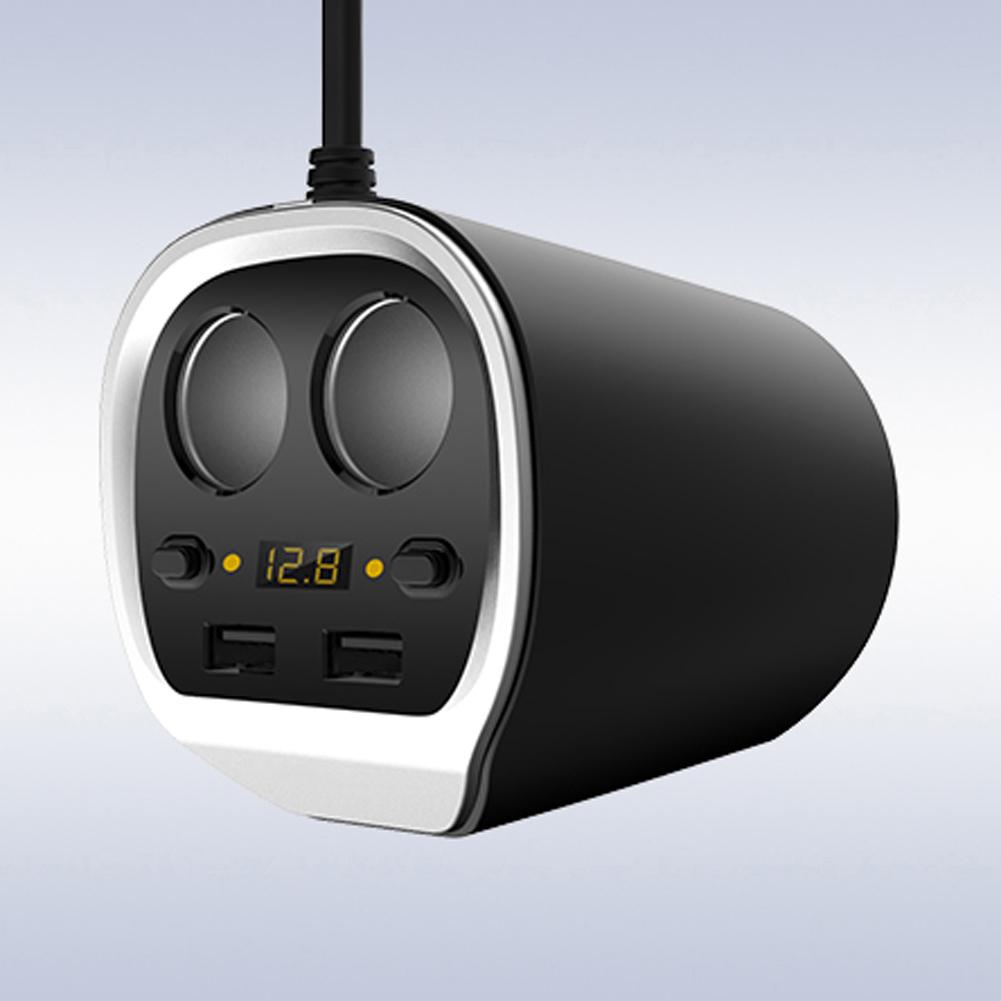 Kfz-ladegerät für zigarettenanzünder, smartphone-usb-adapter, handy-ladegerät mit zwei usb-anschlüssen, digitalanzeige, voltmeter und schnellladefunktion