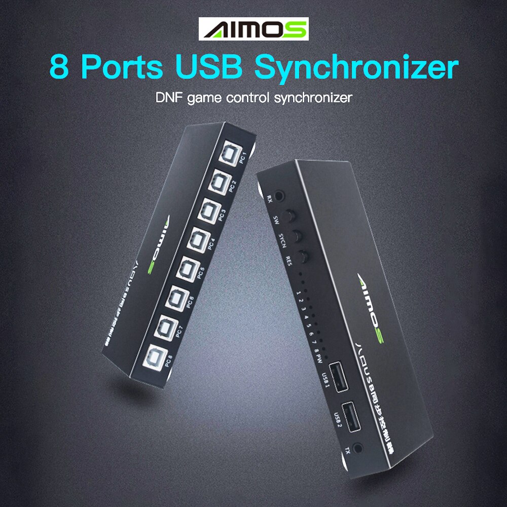 AIMOS 8 Ports USB KVM Switch USB Synchronizer KVM Switcher for Windows10 PC Keyboard Mouse Printer Synchronization Controller
