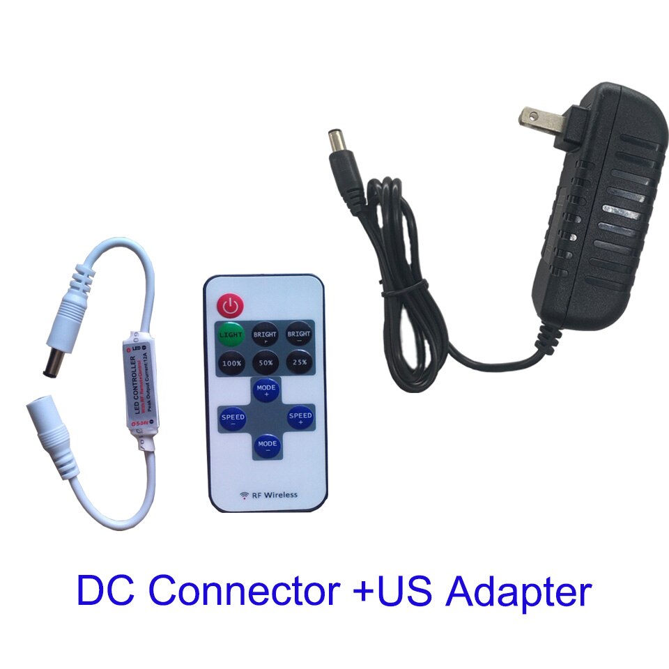 DC LED Verlichting Dimmer Mini Remote Controller Enkele Kleur Schakelaar 5V 12V 24V Driver voor LED Licht lamp Lamp Dimmen met Adapter: US Adapter
