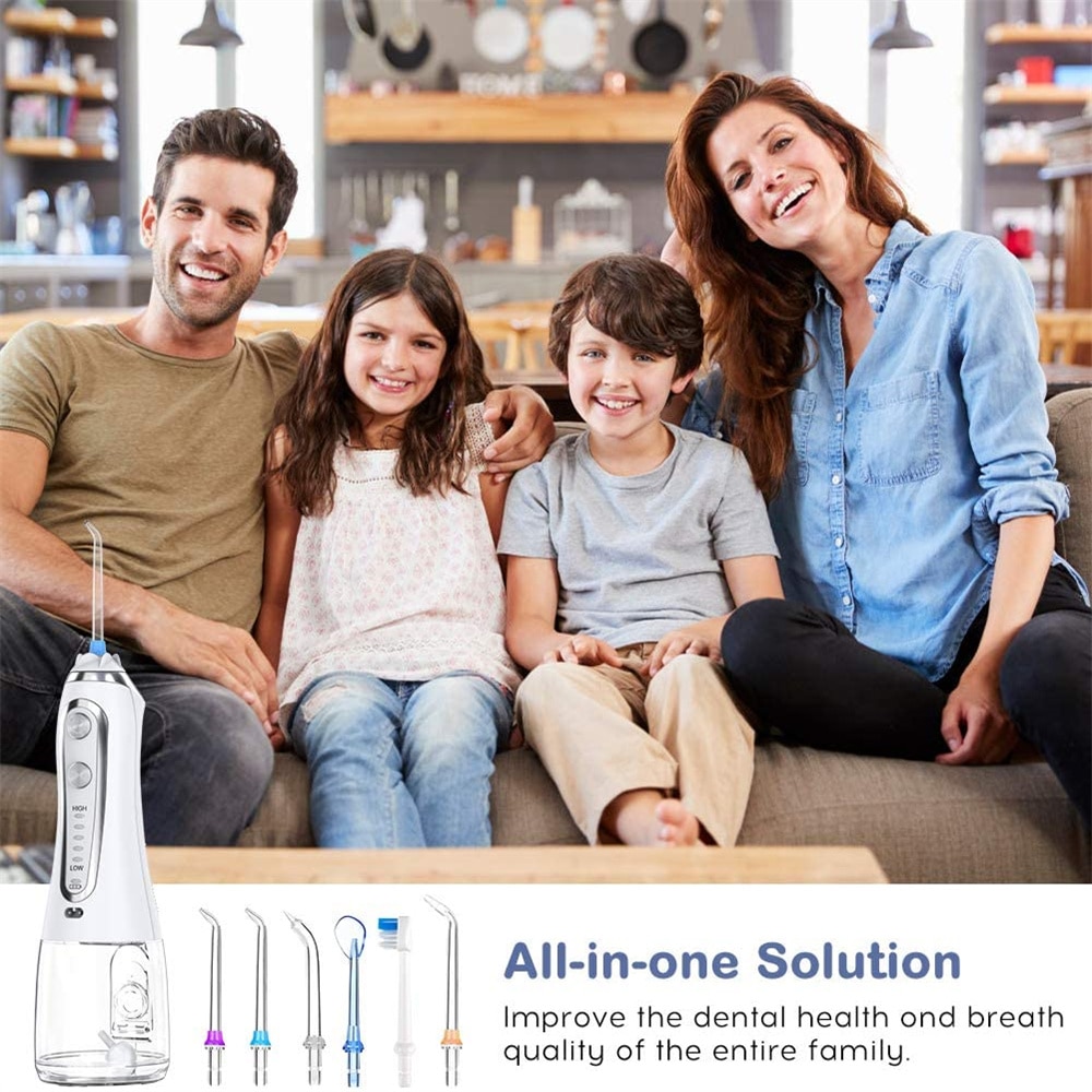 5 modes oral irrigator usb genopladelig vandtråd bærbar dental vandtråd jet 300ml irrigator tandrenser +6 jet