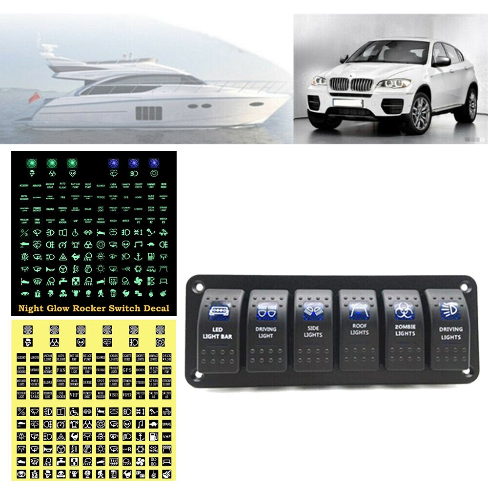 Sticker Labels Night Glow Rocker Switch Decal Label Circuit Panel Sticker Car Boat Truck Marine