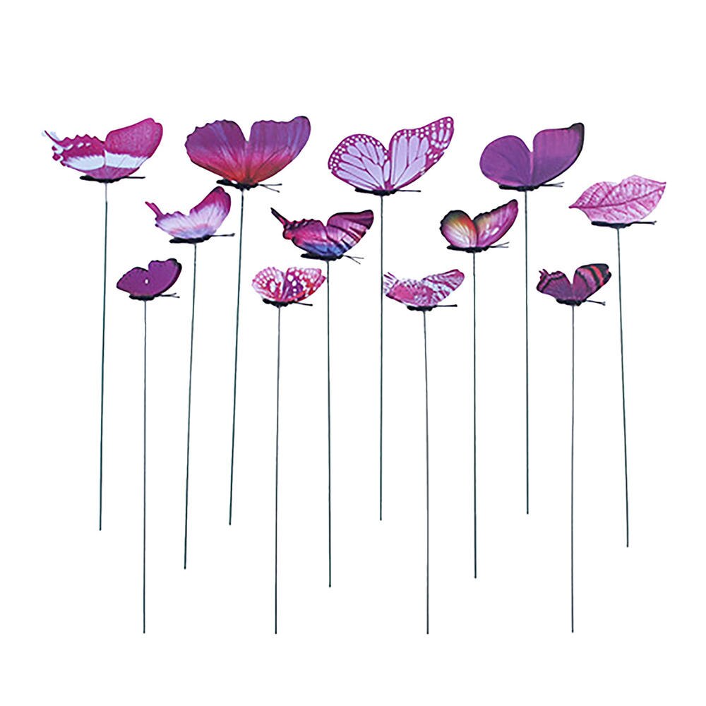 10/12Pcs Bos Van Vlinders Tuin Yard Planter Kleurrijke Vlinder Stakes Decoracion Outdoor Decor Bloempotten Decoratie: Style B  purple