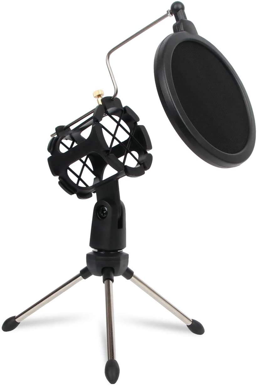 Depusheng Microfoon Statief Stand Opvouwbare Desktop Microfoon Beugel Met Shock Mount Mic Houder Clip En Pop Filter
