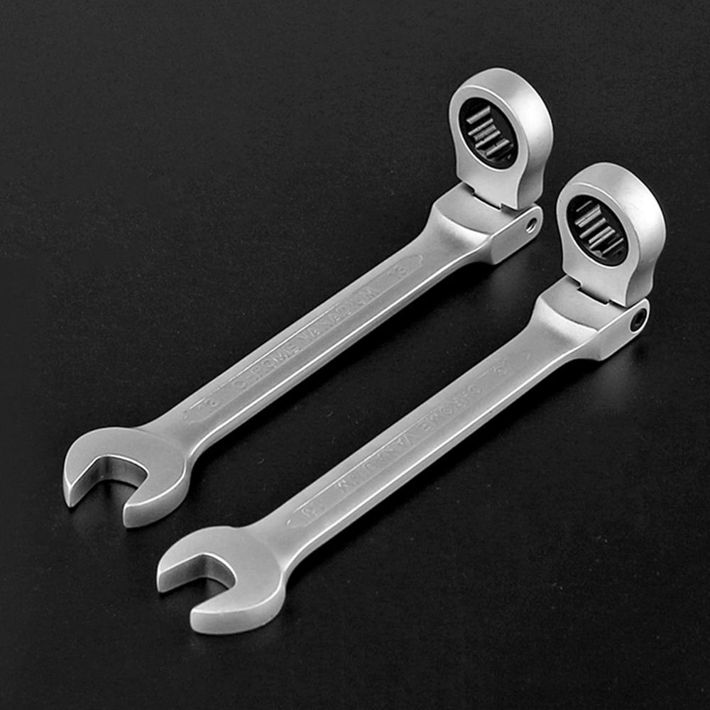 8-19mm Reversible Movable Head Ratchet Wrench Socket Spanner Flexible Head Automotive Repair Hardware Tool