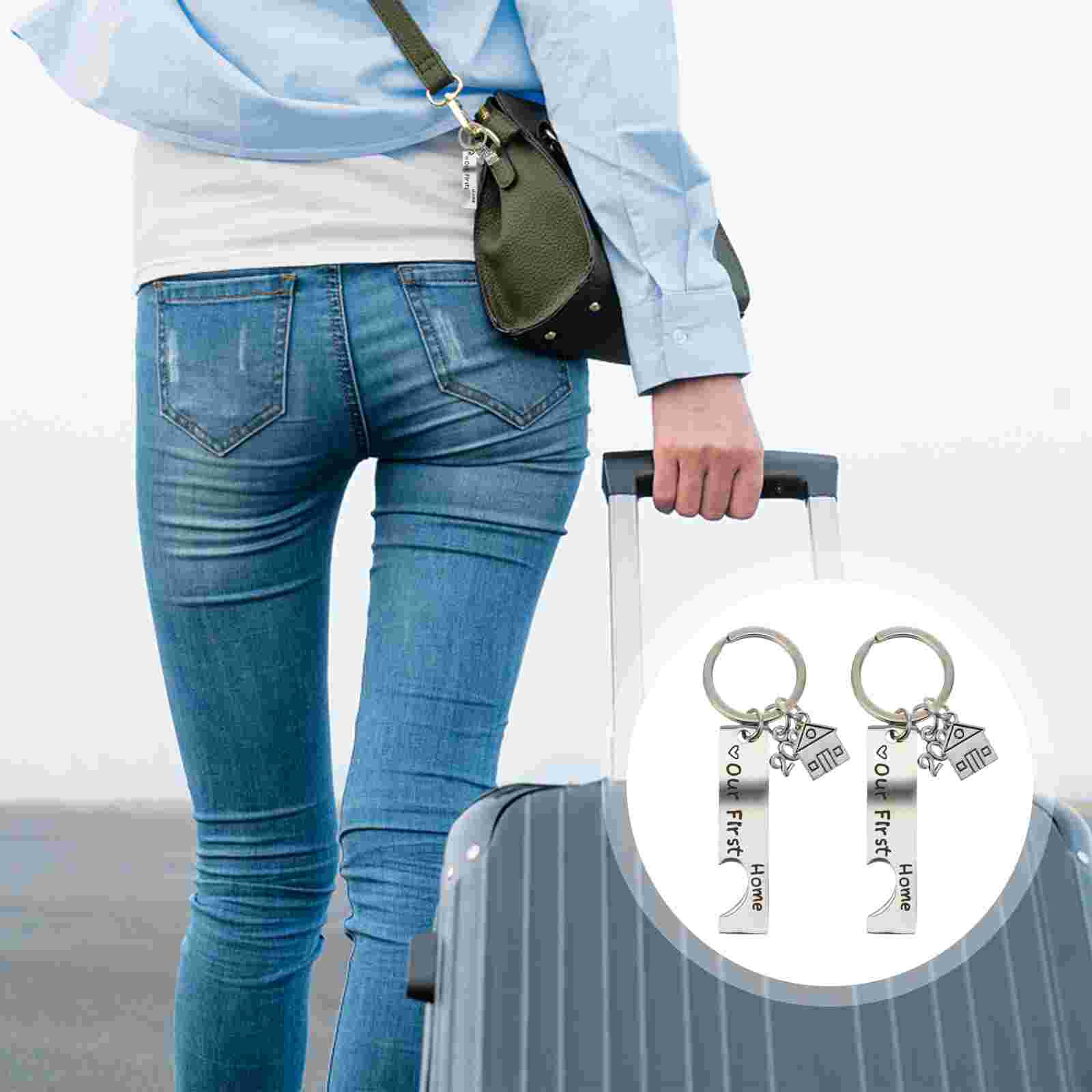 2pcs Housewarming Home Keychain Stainless Steel Key Rings