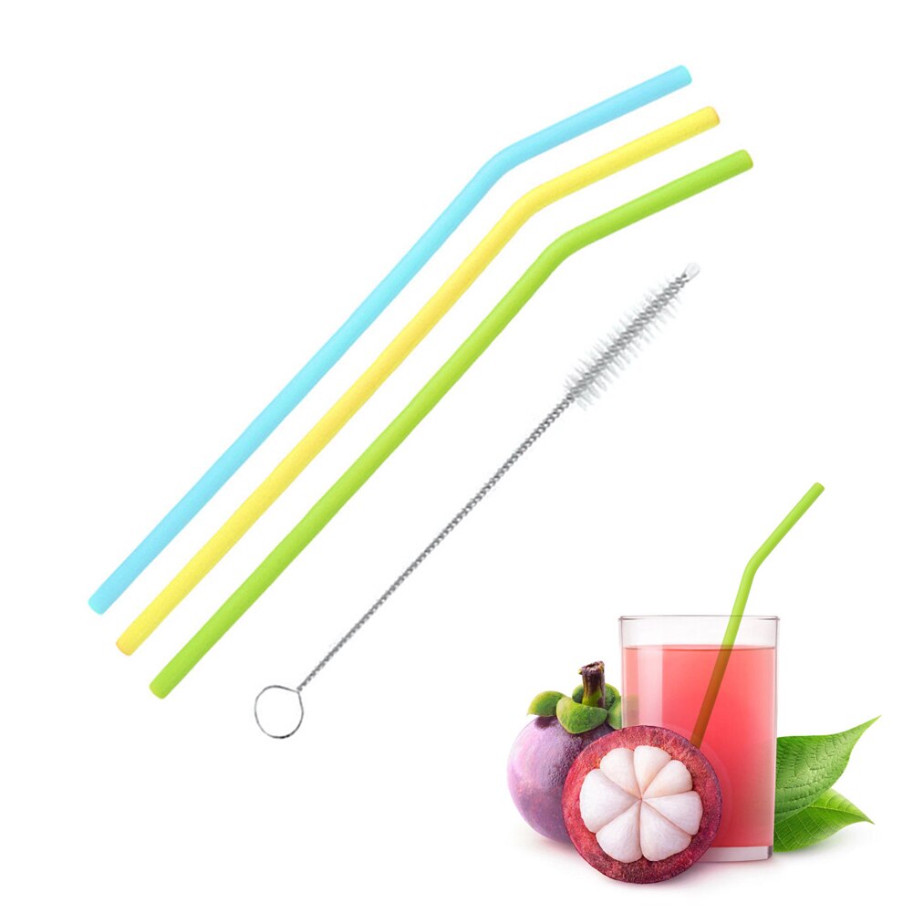 Paille à boire en silicone sans caoutchouc, , ensemble Flexible de , réutilisable, longue avec brosses de nettoyage