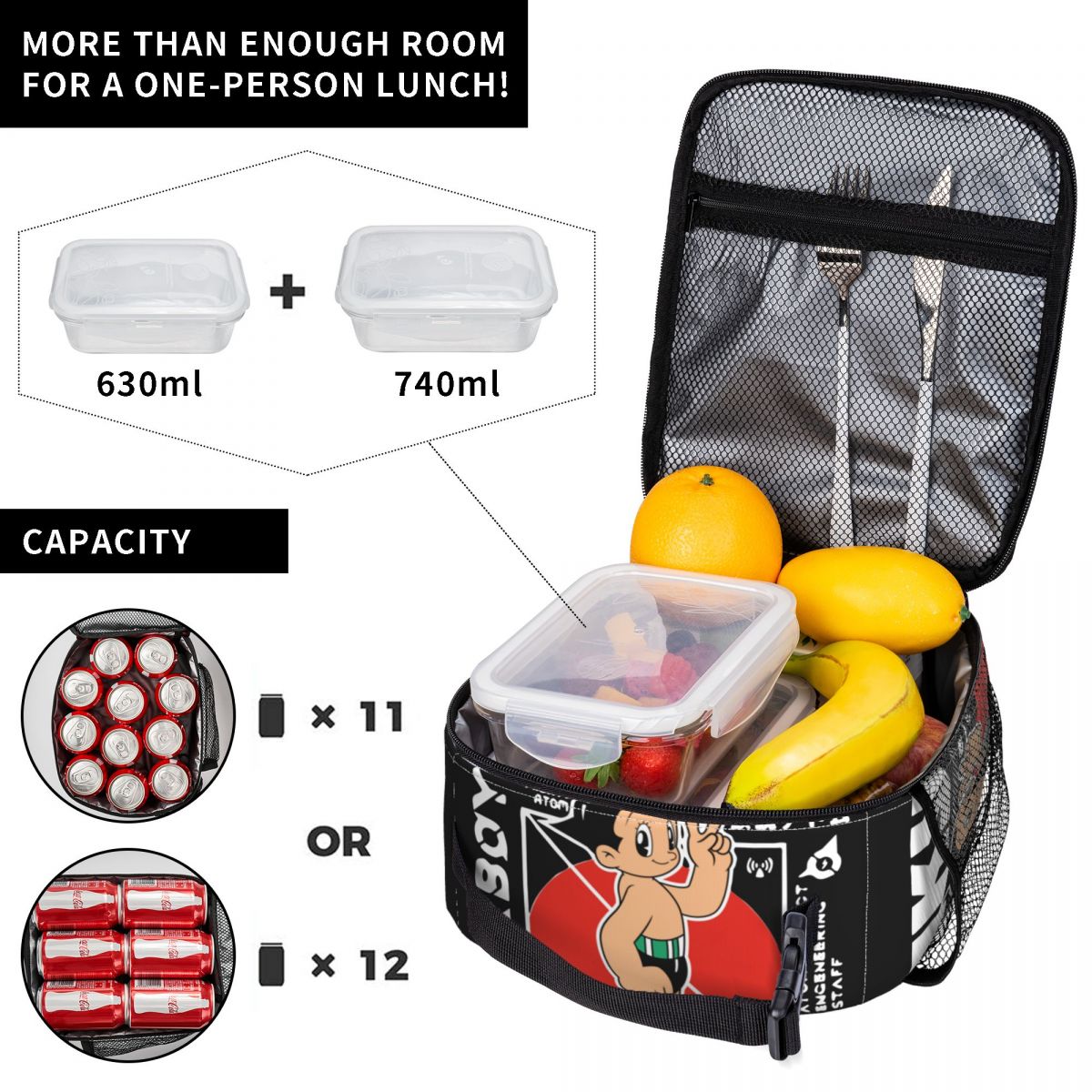 The Mighty Atom Astro Boy Astroboy Insulated Lunch Bag Cooler Bag Reusable Lunch Container Portable Tote Lunch Box Office Travel