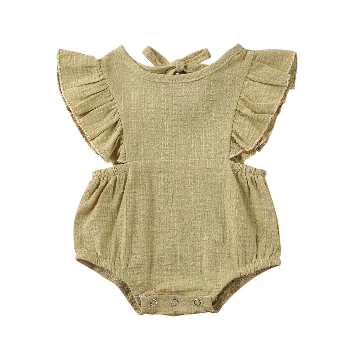 Neugeborenen-, kleinkind-, säuglings-, babykleidung für mädchen und jungen aus baumwolle und leinen, rüschenbody, Overall, sommeroutfit, sonnenanzug 0-12m: Gelb / 9m