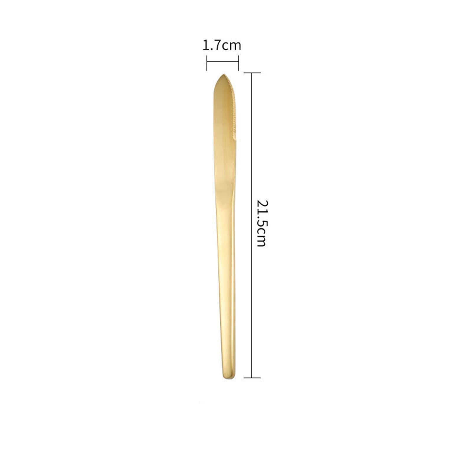 1PC Colorful Mirror Stainless Steel Flatware Knife Fork Spoon Teaspoon Cutlery Tableware For Home Kichen Party Dishwasher: Gold-Knife