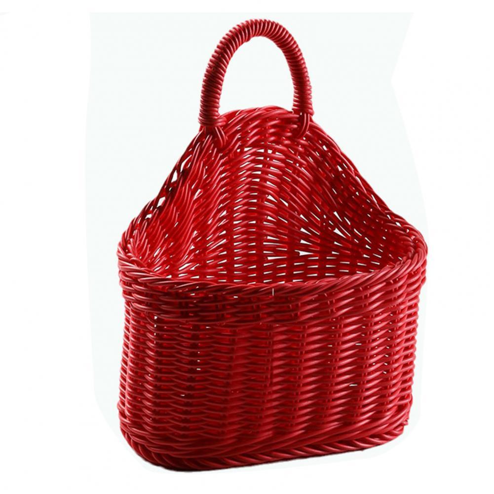 Panier de rangement en rotin multicolore, joli panier de rangement en osier, avec poignée, durable: Rouge