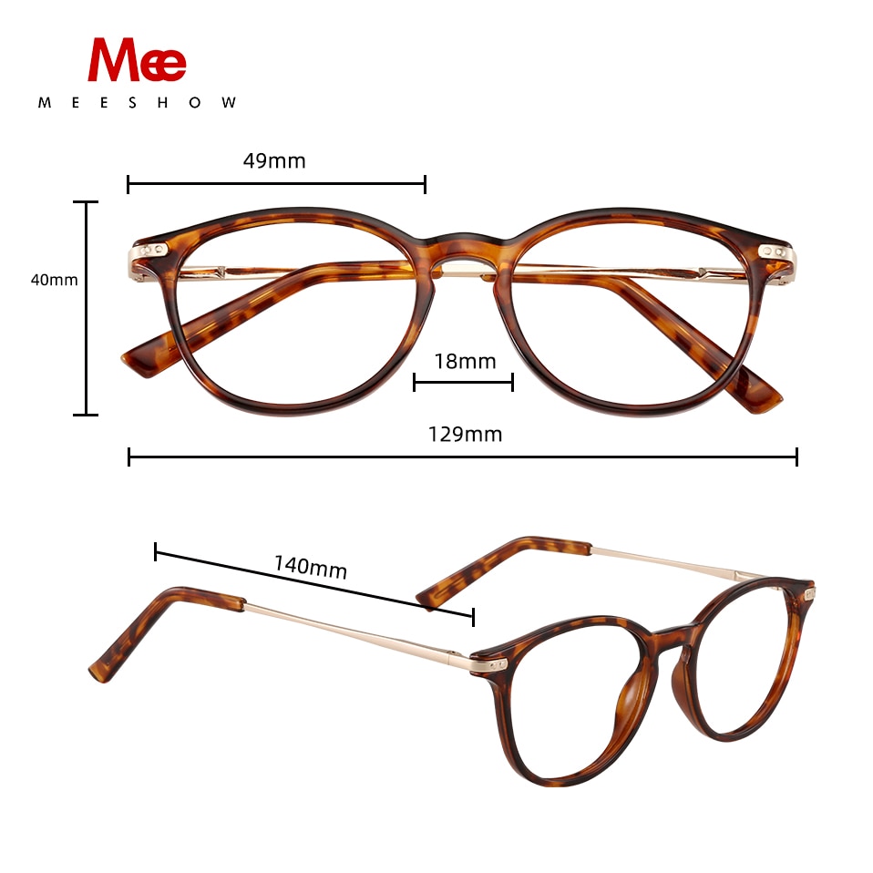 Meeshow Men Women Anti-Blue Multifocal Round Shape Reading Glasses From Italy Optical Metal Vulture Plating Templs