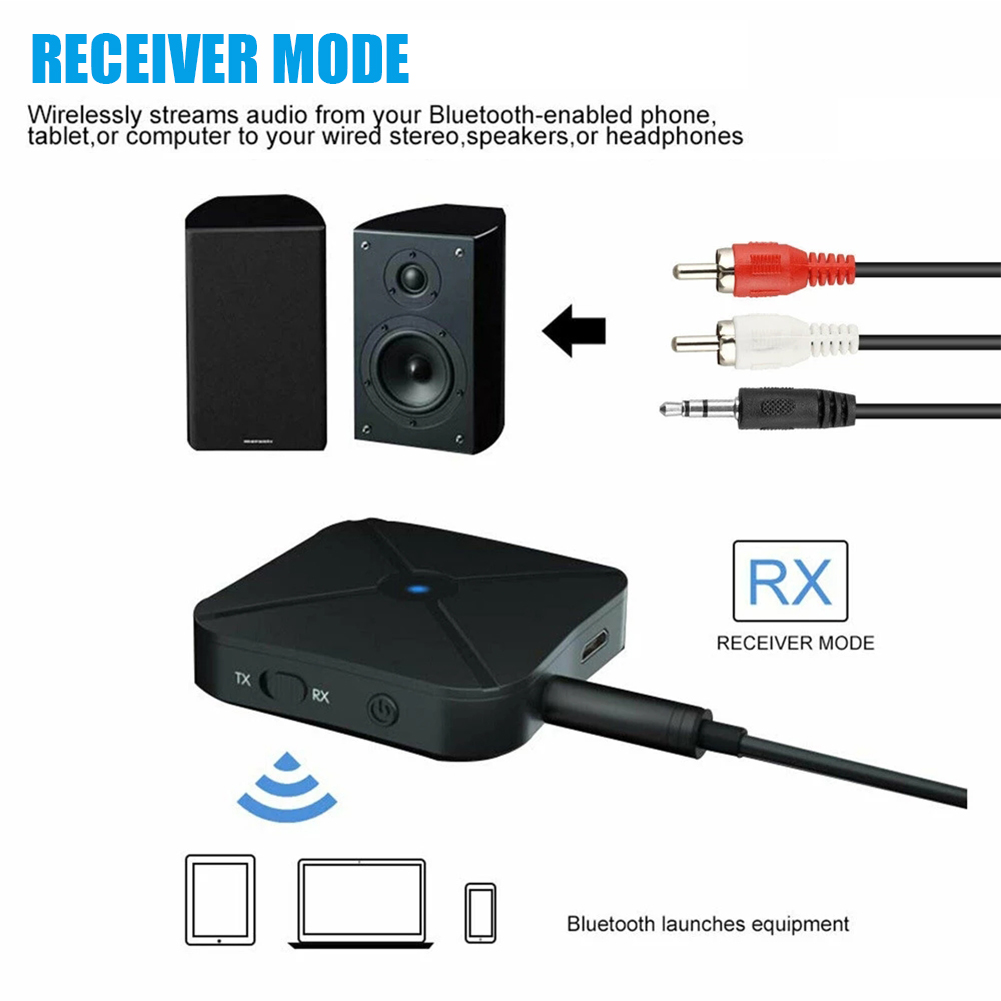 2 IN 1 Real Stereo Bluetooth-compatible 4.2 Receiver Transmitter Audio With 3.5MM AUX For TV MP3 PC Bluetooth Wireless Adapter