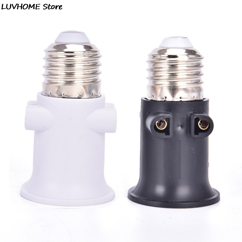 Pbt brandsikker  e27 pære adapter lampeholder base sokkel konvertering med eu stik