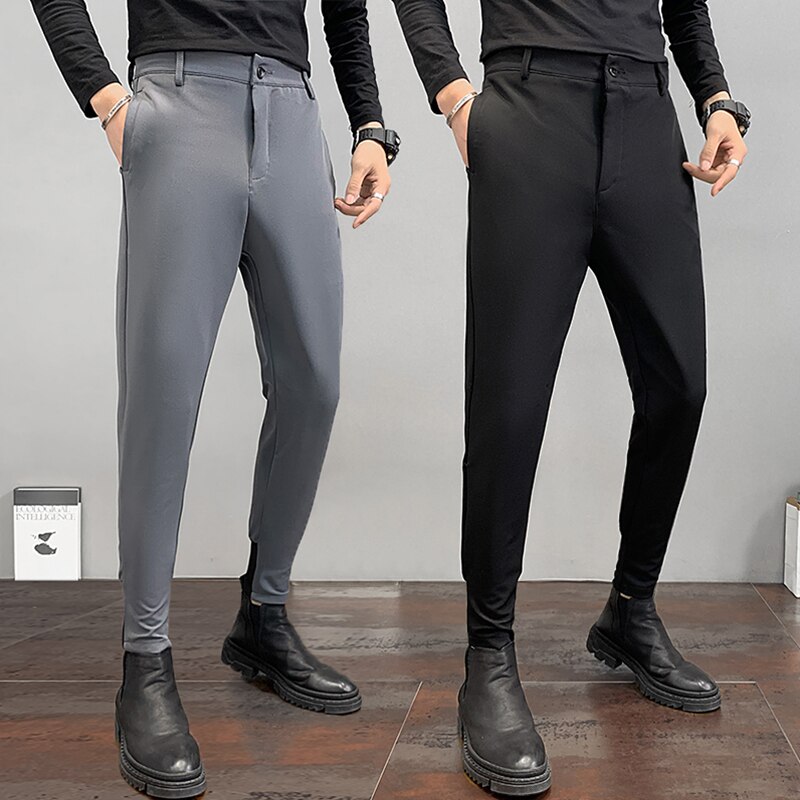 Men Suit Pants Business Office Social Slim Fit Trousers Streetwear Casual Pencil Pants Pantalon Homme Classique
