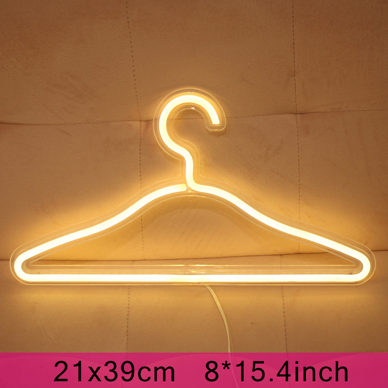 Led hanger forma luz de néon quarto casa festa decoração do casamento lâmpada de néon para o natal holliday grils presente néon luz da noite: Hanger-Warm