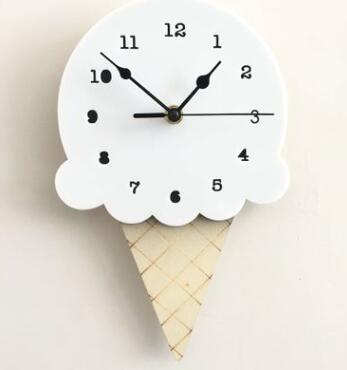 Ins Nordic ijs creatieve patroon klok cartoon mute klok wanddecoratie kinderkamer klok: white