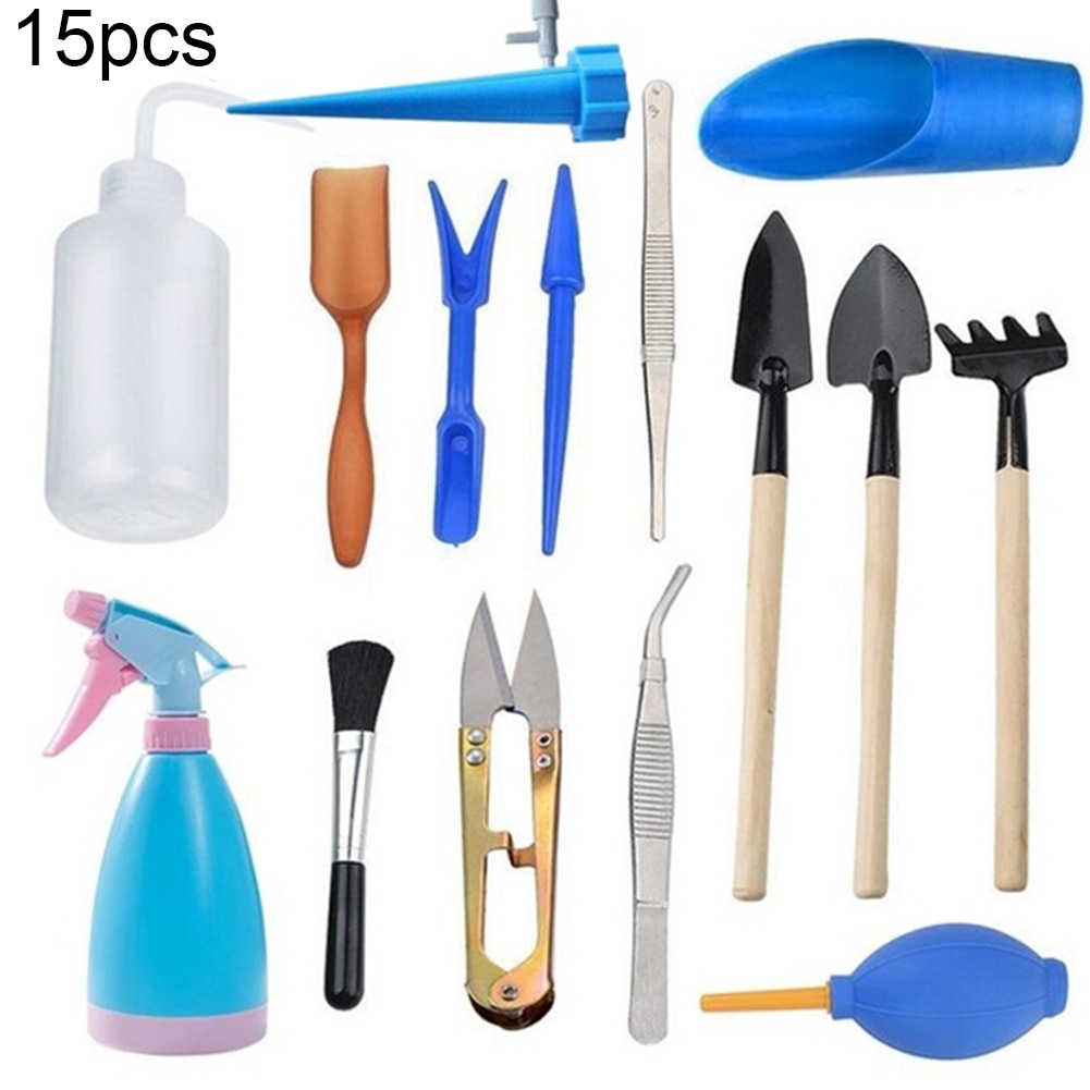 Novo 15 pc/set rega semeadura escavando jardim plantador kit mini casa diy ferramenta ameixa suculenta planta enxertia: Default Title