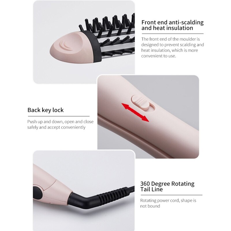 2 in 1 Straightener Curler Curling Brush Hair Straightener Curly Flat Iron Salon Styling Tools