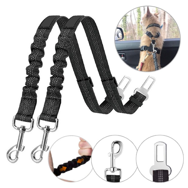 1Pcs Upgraded Adjustable Dogs Seat Belt Dog Car Seatbelt Harness Leads Elastic Reflective Safety Rope Pet Cat Supplies D0011A