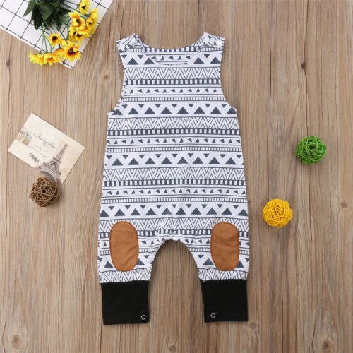 Toddler Baby Boys Girls Romper Geometric Patchwork Jumpsuit Outfits Set Playsuit Baby Clothing