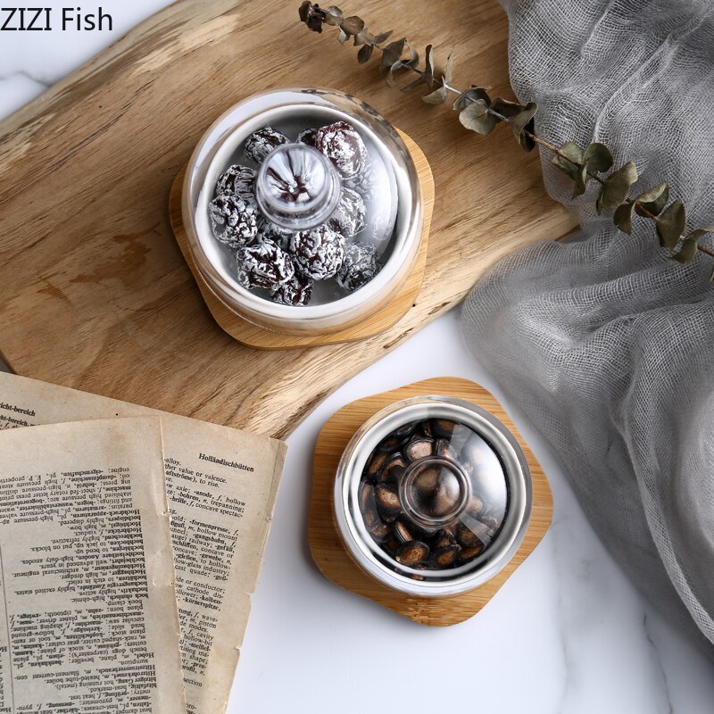 Noord-europese keramische snackschaal, set van 3 met glazen deksel, vershoudschaal voor restaurant, huishouden, taart, dessertschaal