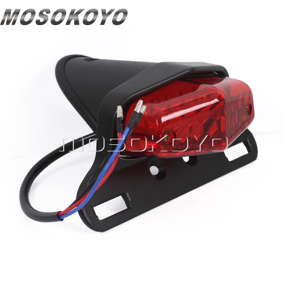 Motorfiets Lucas Achterlichten LED Vintage Brake Stop Licht Emark Achterlicht voor harley Chopper Scrambler Cafe Racer: black red