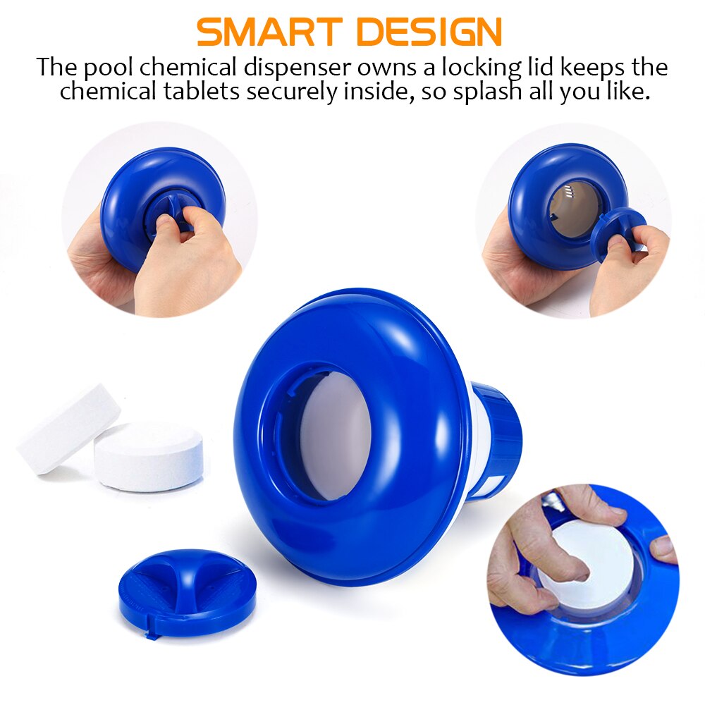Pool kemikalie dispenser 5/8 tommer premium flydende klor til indendørs og udendørs swimmingpools holder anvendelig spa kemikalie