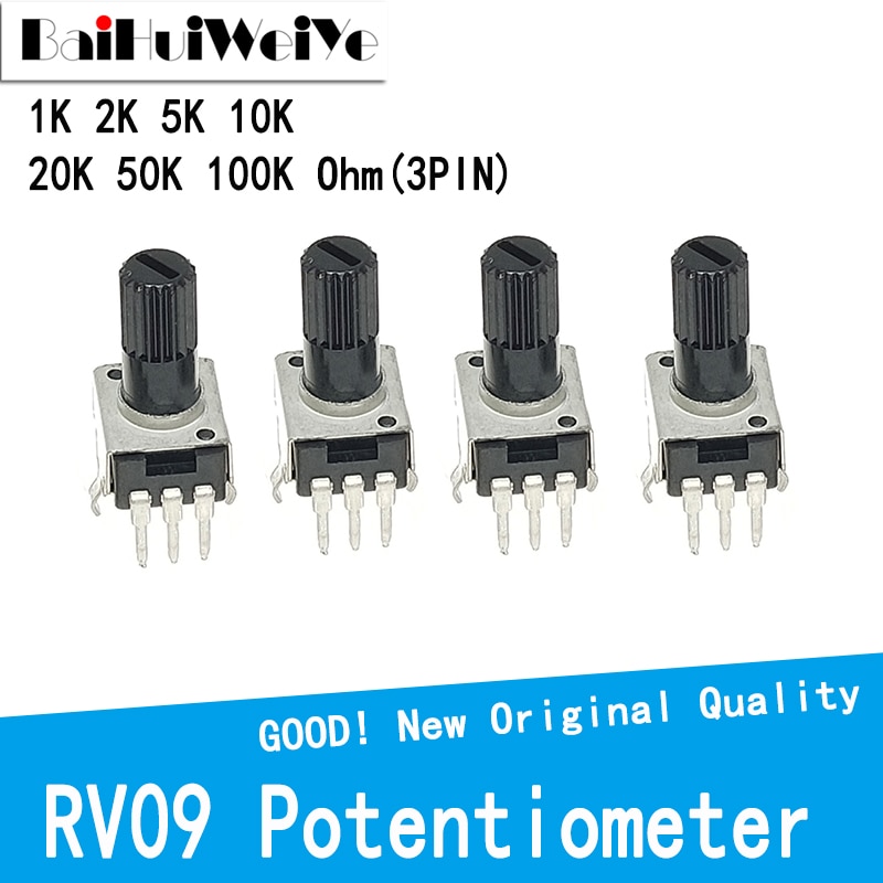 10 Stks/partij RV09 Verticale 12.5Mm As 1K 2K 5K 10K 20K 50K 100K 0932 Verstelbare Weerstand 9 Type 3Pin Seal Rotary Potentiometer