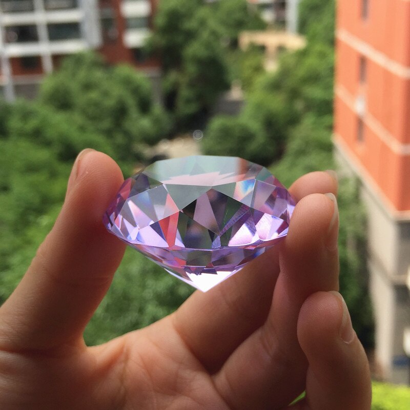 40mm 1pcs kleur Crystal Clear Diamond Cut Glazen Sieraden Kristal Presse-papier Bruiloft Decoratie Thuis Glas Diamant kind: Paars