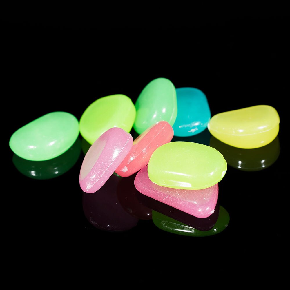 10Pcs Light-Emitting Artificial Pebble Stone Cute Glow in the Dark Walkway Aquarium Garden Fish Tank Decor Decoration