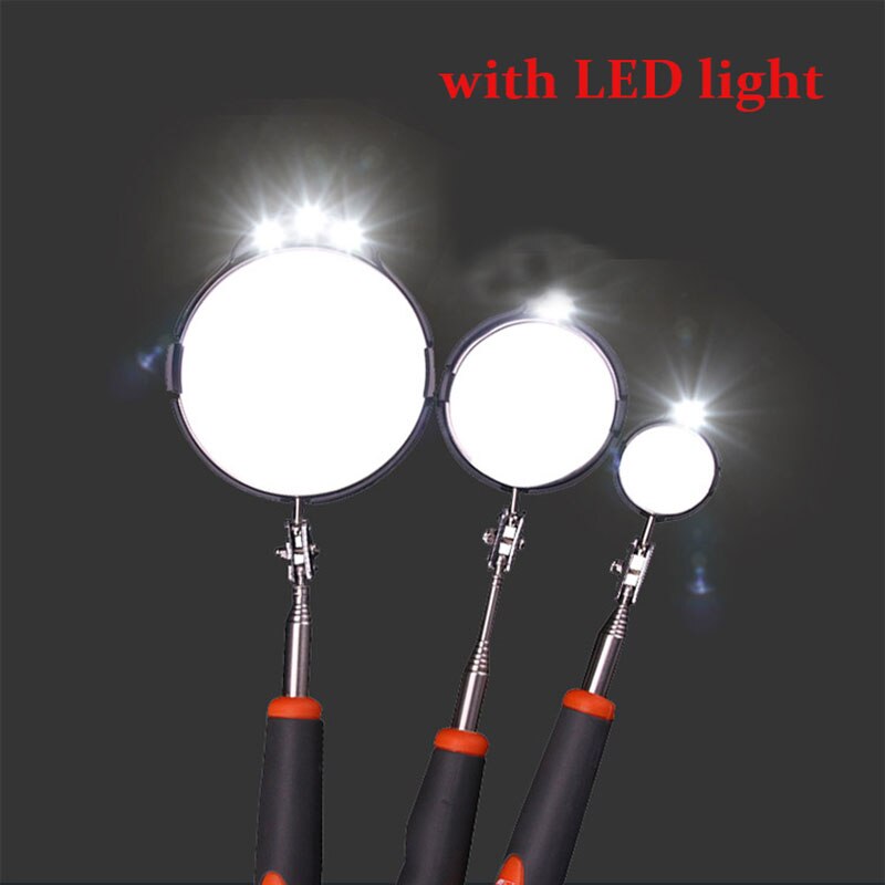 Miroir d'inspection télescopique de châssis de véhicule, 3 pièces réglables avec lumière LED