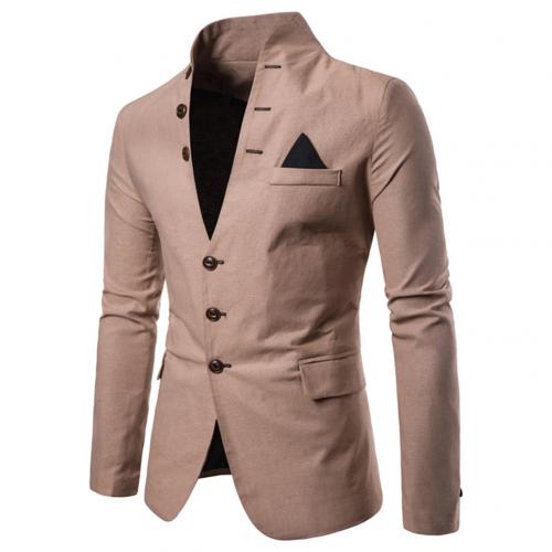 Hommes sl-im convient Social Blazer printemps automne solide robe de mariée veste hommes décontractée affaires mâle costume veste Blazer doux: Kaki / XL